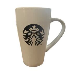 Starbucks Coffee Mug Cup 2014 Ceramic White with Black Mermaid 18oz
